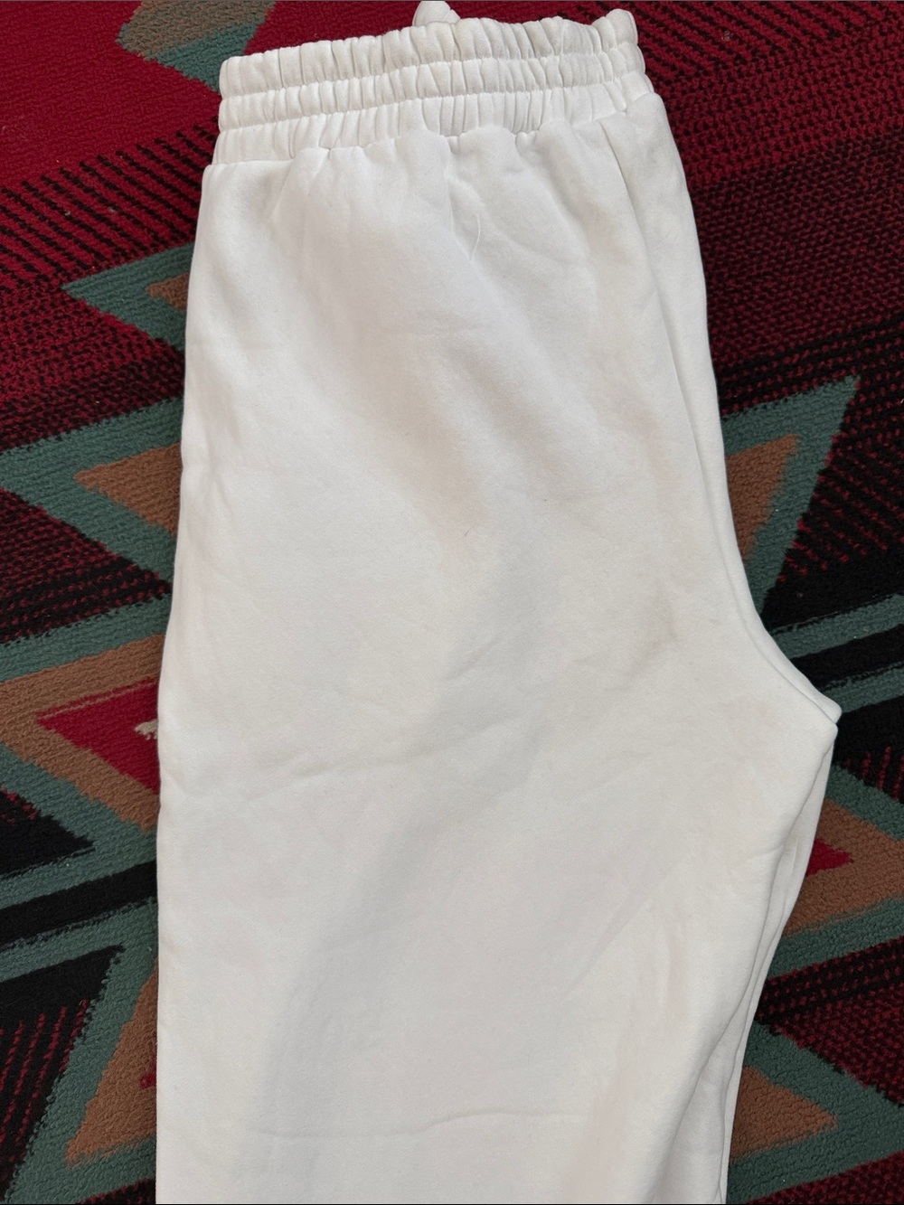 Comfort White Fleece Sweatpants with Elastic Waist - Picture 2 of 3